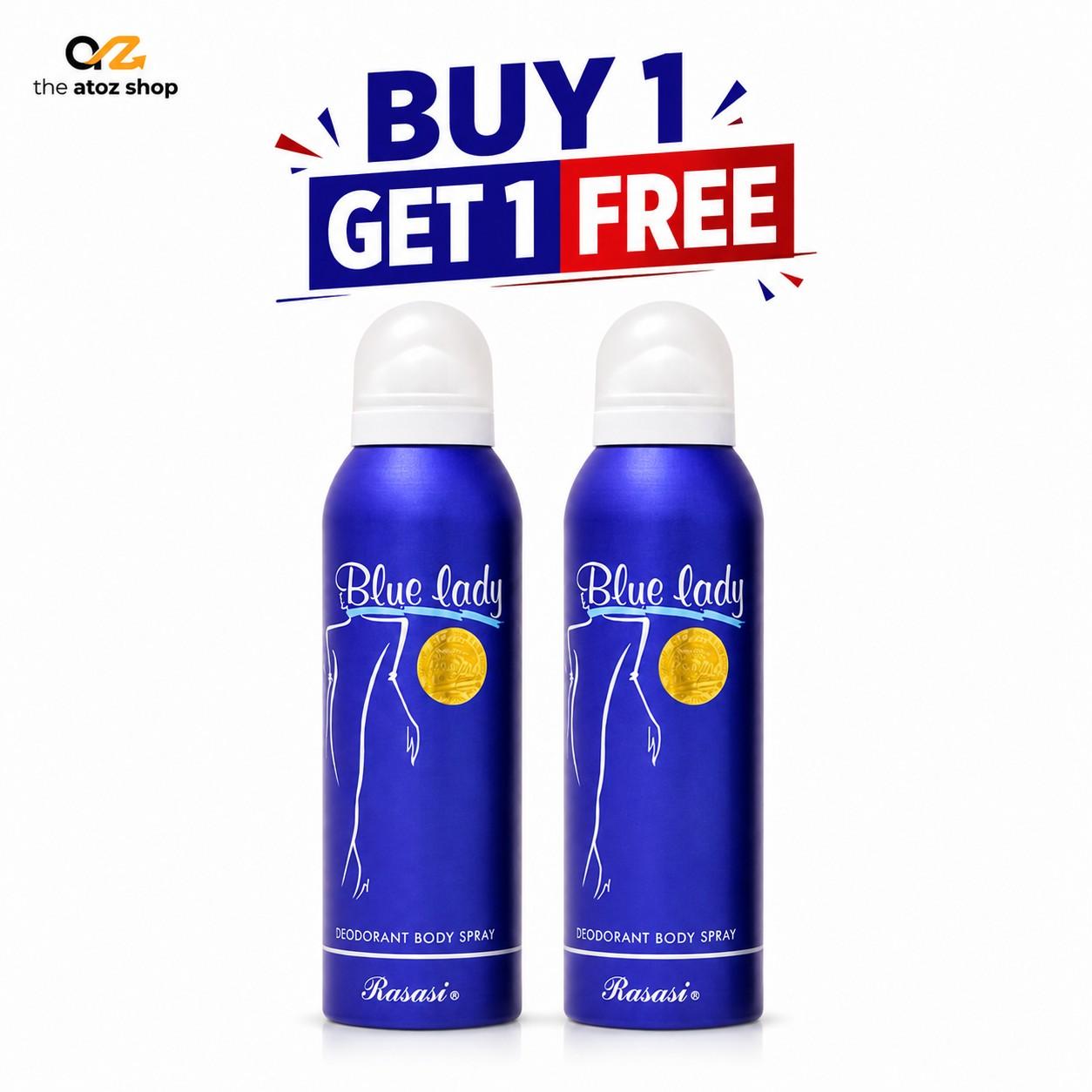 blueledybuy1get1fre Rasasi Blue Lady Body Spray – Buy 1 Get 1 FREE (200 ML × 2) - Image 1